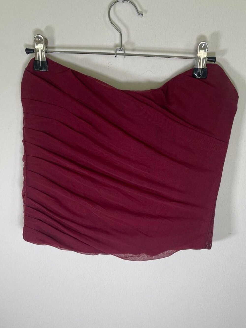 House of CB Burgundy Maroon Ruched Mesh Corset Top